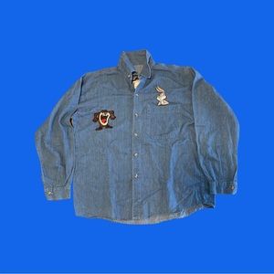 Dope Looney Tunes denim button down!